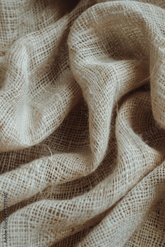 Detailed Close Up View of Beige Fabric