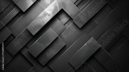 abstract black and silver are light gray with white the gradient, modern luxury black background, Geometric shapes of black paper, composition abstract, Generative Ai