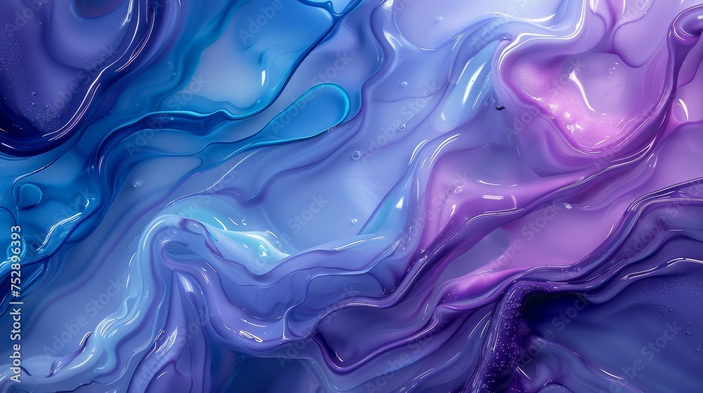 Obraz premium Illustration of purple and blue liquids flowing together.