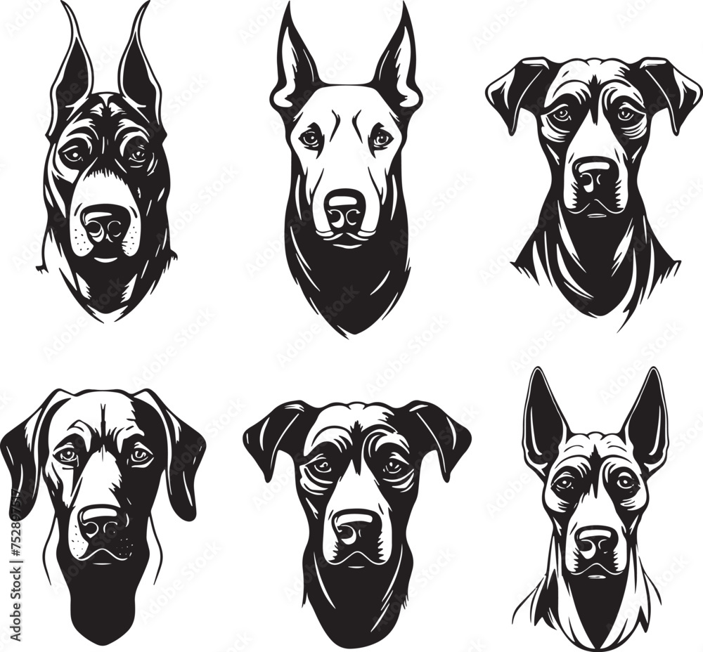 Vector of great dane dog head on a white background. Pet. Animal. Easy editable layered vector illustration. Generative AI.