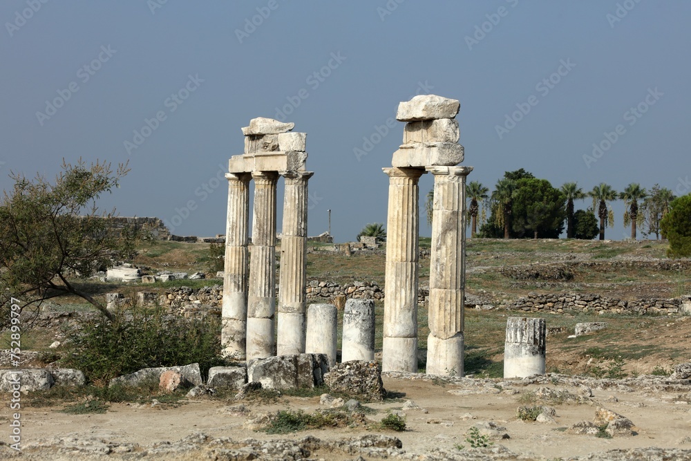Hierapolis Ancient City is a city from the Phrygian period. Ruins of a building in the ancient city.