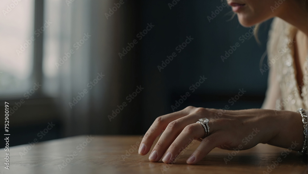 hand of a sad woman with a wedding ring, concept of problems in the family.