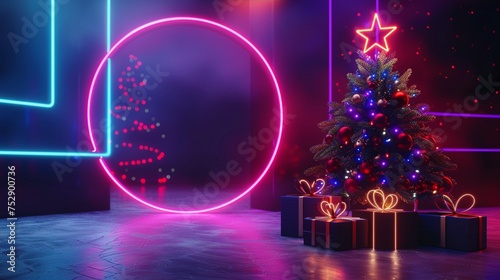 Photograph of 3D Abstract Christmas Festive Greeting Backdrop