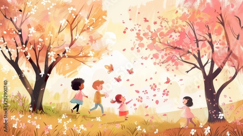 Illustration of joyful chil...
