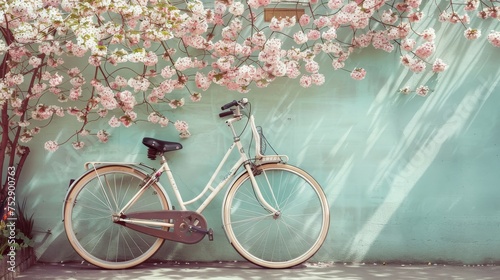 A vintage bicycle parked ag...