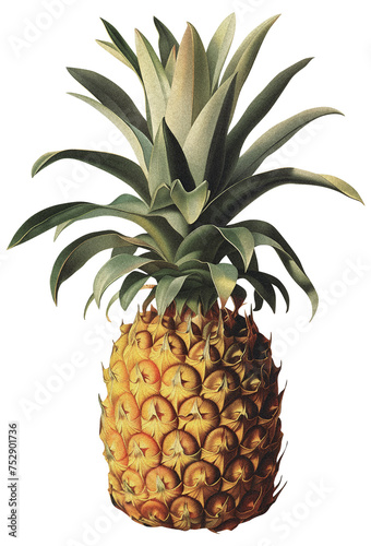 Pineapple isolated on transparent background old botanical illustration (ID: 752901736)