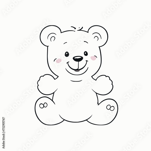 care bear  flat white background  sticker  image in full  vector illustration line art
