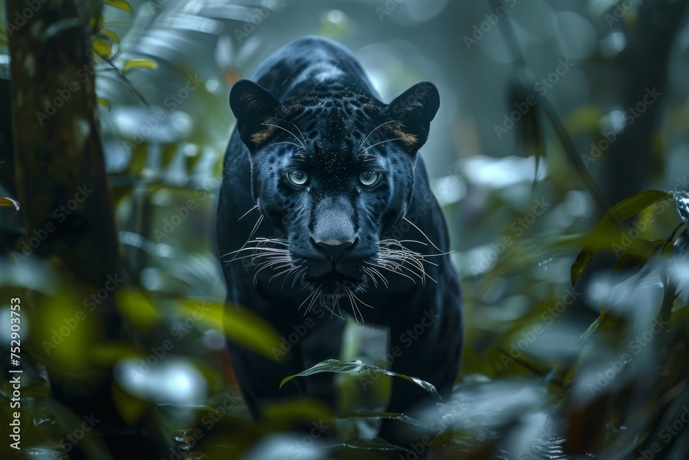 Panther Prowls Rainforest