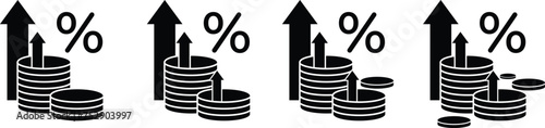 Finance icon set black. Transparent background. vector illustration.