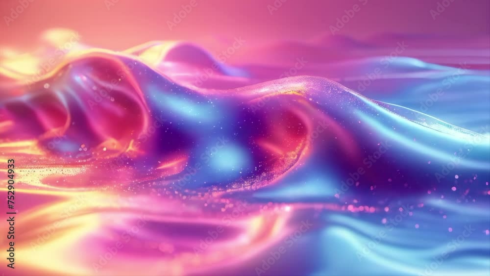 Colorful waves background. 3D solid fluid holographic, pastel tones
