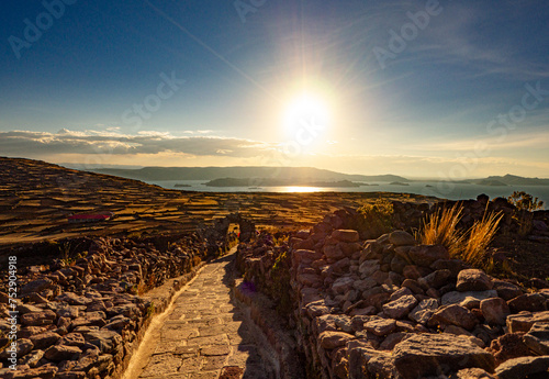 Amantani island, in Titicaca lake, Peru photo