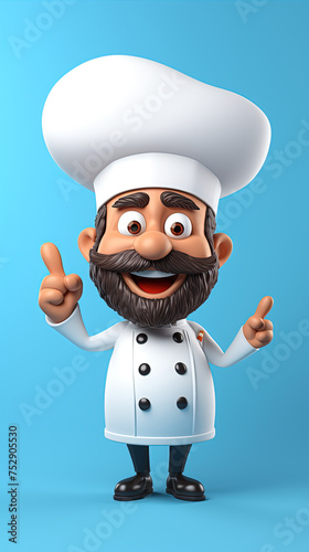 A Culinary Maestro 3D Character that Promotes Dish Excellence with Index Finger Gestures