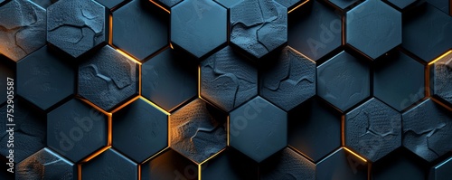 Futuristic Hexagon Technology Background. Abstract 3D render of a hexagonal pattern with a technological and futuristic feel. © AI Visual Vault