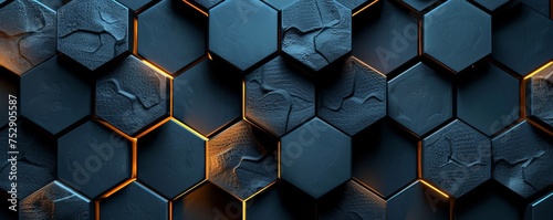 Futuristic Hexagon Technology Background. Abstract 3D render of a hexagonal pattern with a technological and futuristic feel.