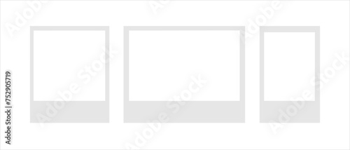 Vector Polaroid Frames in different sizes: Realistic Photo Templates with Shadows. Vintage Card Set for Stock Use.