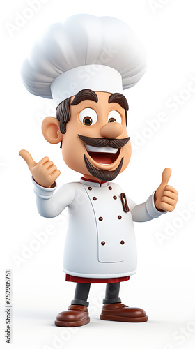 An Enthusiastic 3D Chef Character Promotes Excellence with a Thumbs Up Gesture