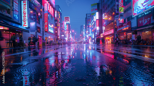 Japan Osaka city street  Night Capturing A wide Japanese market   Generative AI