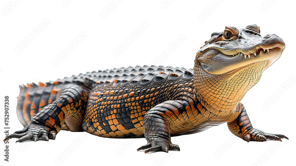 Obraz premium side view crocodile isolated on transparent background ,generative ai