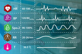 pulse line,pulse line icon vital signs, 5 basic medical vital signs, vital signs monitoring, vital signs monitor,Health service concept and medical technology.