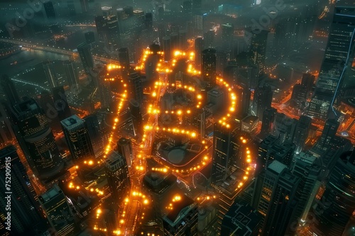 Illuminated Bitcoin Skyline