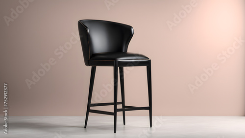 Sleek 3D Black Bar Stool Mockup Template, Comfortable Seating for Cafe and Coffee Shop Interior Design