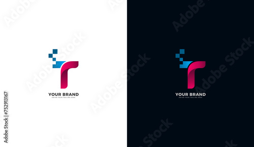 Modern technology t letter logo. Letter T tech icon design. Graphic vector illustration
