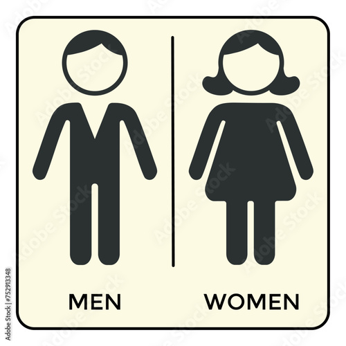 Toilet signs on beige background, men and women, stylish