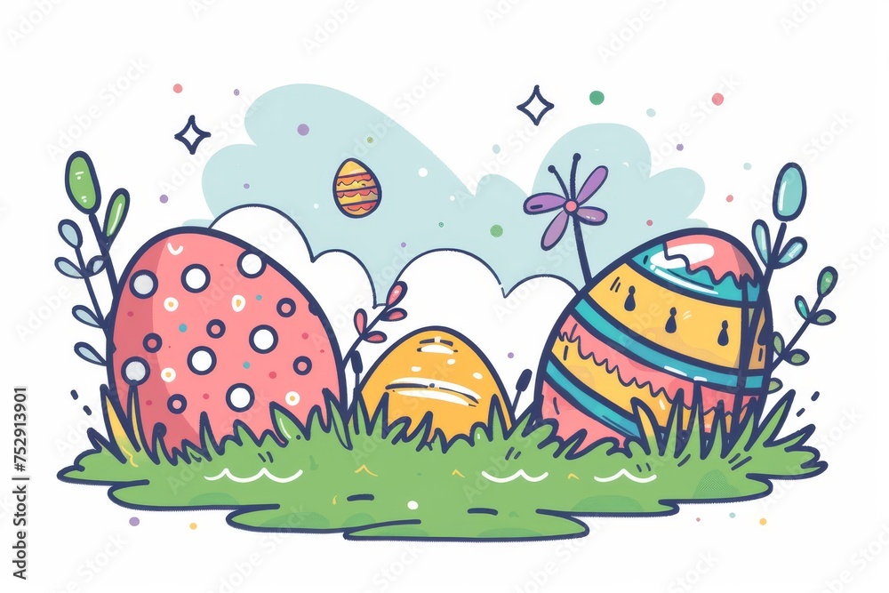 Easter Egg Basket Easter decorations for home. Happy easter Thankfulness bunny. 3d Chocolate eggs hare rabbit illustration. Cute kaleidoscopic festive card wallpaper Eggstravagant Eggsplosion