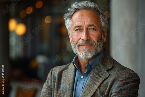 portrait of successful senior businessman in office, looking at camera 