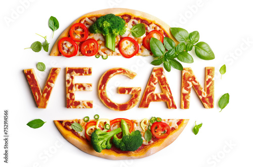 Vegan Pizza with Text "VEGAN", on white background