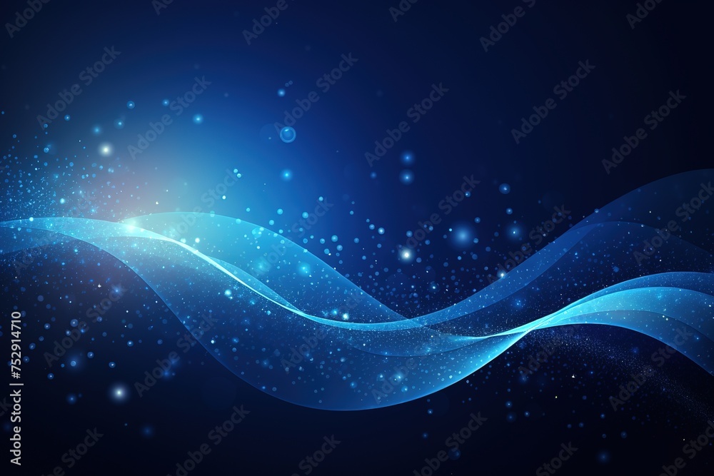A sinuous wave of blue particles interspersed with points of light against a dark backdrop, conveying motion and energy. A sinuous wave of blue particles interspersed with points of light against a dark backdrop, conveying motion and energy.
