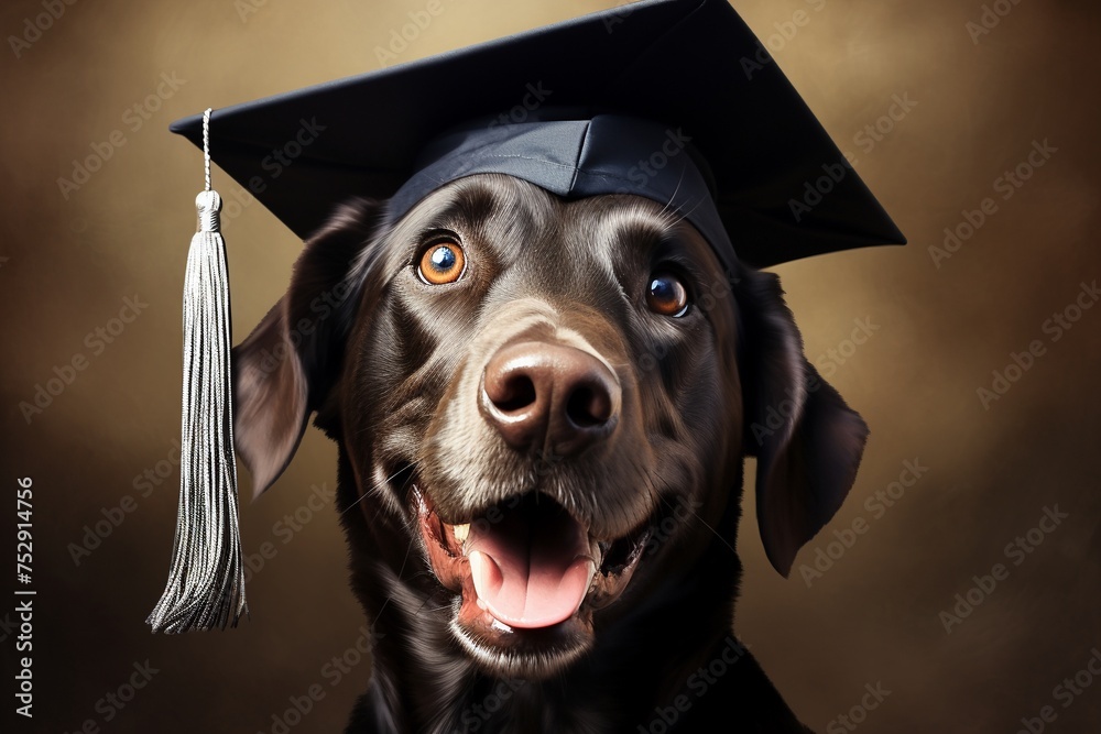 Dog in graduation cap holding a diploma stock illustration adobe stock