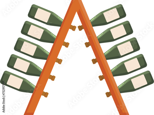 Wine bottles stack icon cartoon vector. Winemaker barrel alcohol. Farmer person