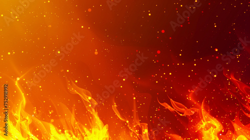 fiery background with sparks, flames, and particles