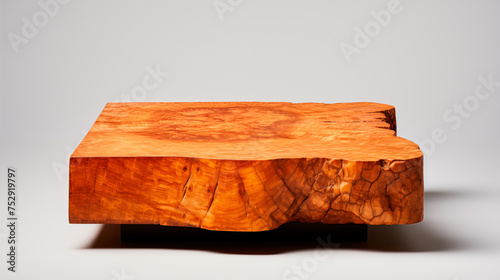 a piece of hardwood on white background for product presentation