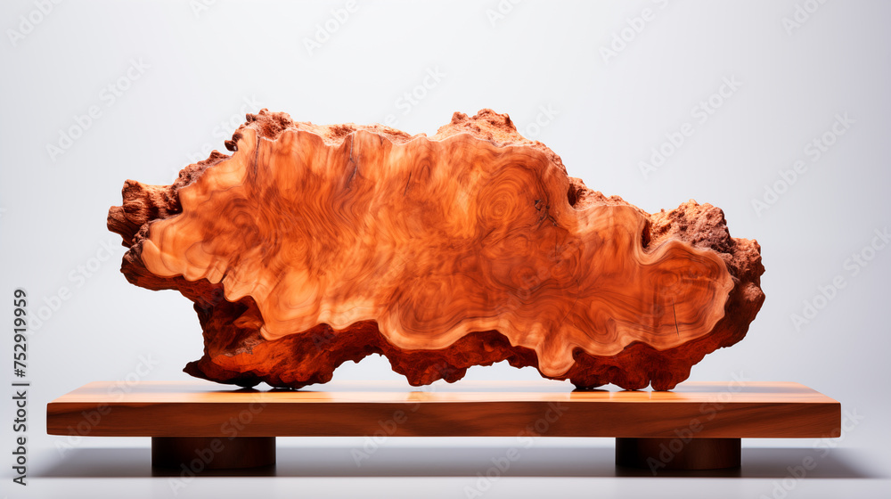 Fototapeta premium a piece of thuja wood on white background, thuya texture