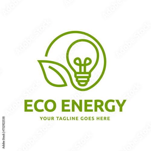 Ecology bulb lamp with leaf logo. Renewable eco power logo vector