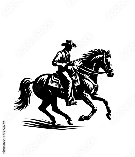 Cowboy on riding horse. Wild west isolated vector illustration. © Almaz