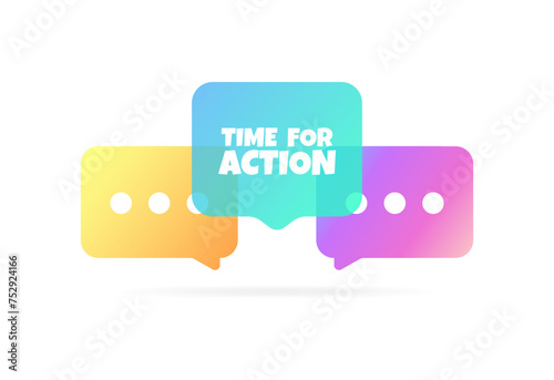 Time For Action speech bubble. Flat style. Vector icon