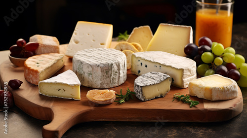 French cheese, Cheese board of various types of soft and hard cheese