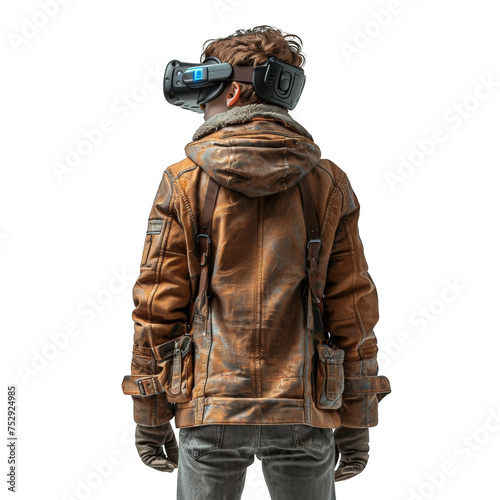 Man in Leather Jacket With Virtual Glasses