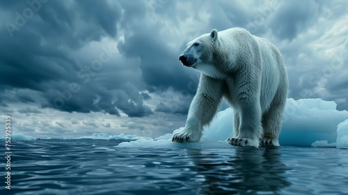 Polar Bear Melting Iceberg