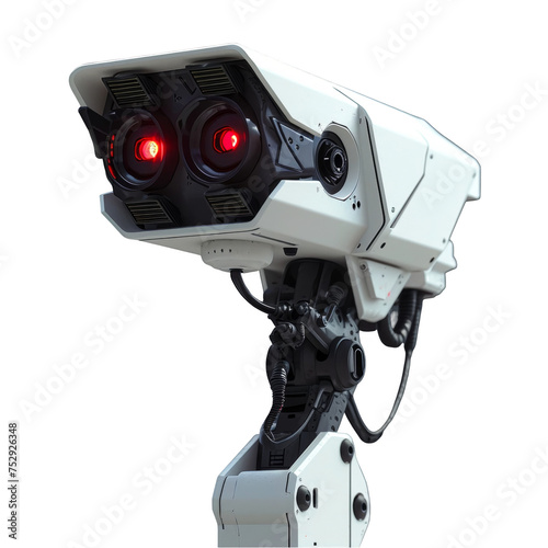 White Robot With Two Red Lights