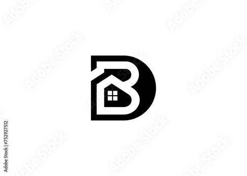 Creative modern abstract illustration of the initials DB home. geometric logo design template sign.