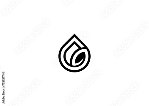 Water drop vector design illustration with leaf logo. vector design logo template