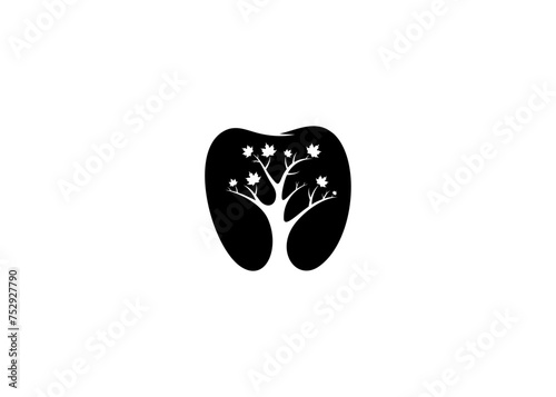 Dental logo vector illustration with maple tree, logo design vector template.