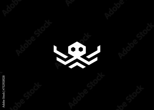 Geometric octopus technology logo design vector illustration
