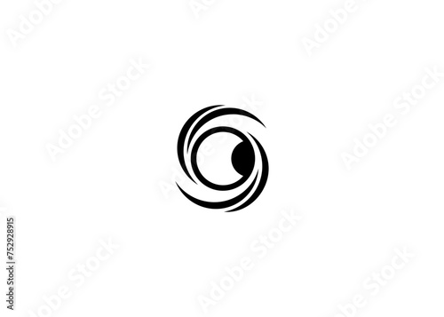 S logo design illustration with circle lens symbol. Vector logo design template.
