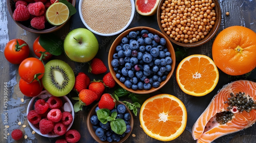 healthy food. Superfoods, various fruits and assorted berries, nuts and seeds. healthy food. Superfoods, various fruits and assorted berries, nuts and seeds.