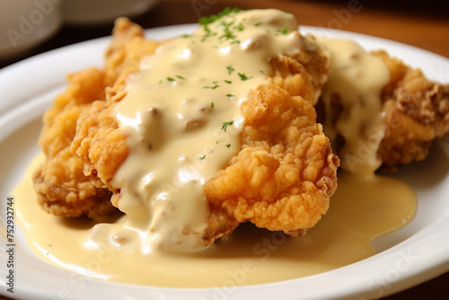 Fried chicken with creamy sauce generative AI